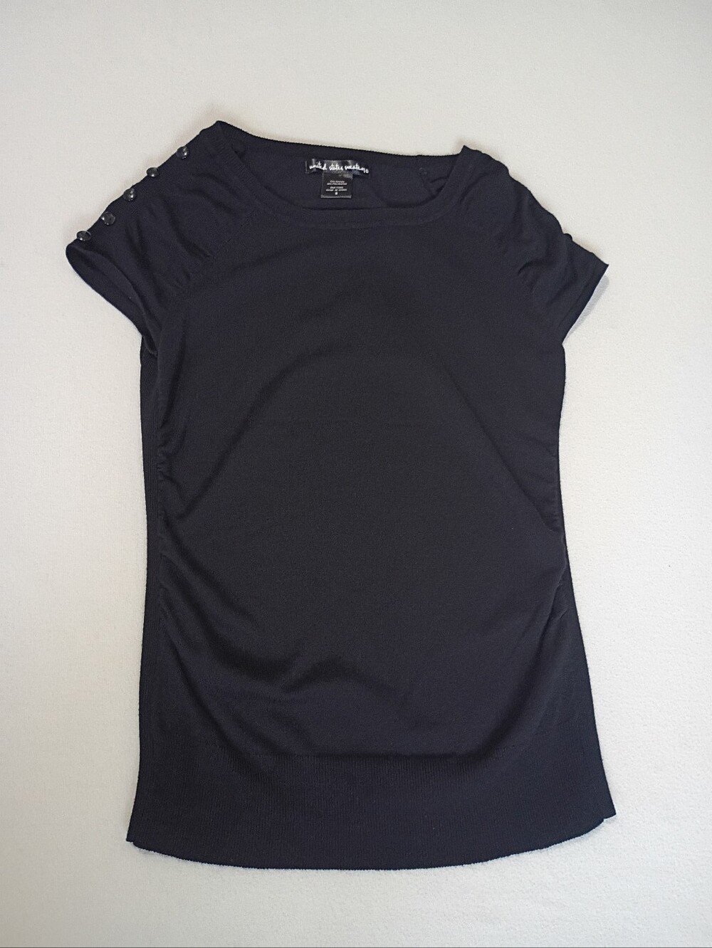 United States Sweaters Sm Minimalist Black Short Sleeve Fine Knit Sweater Top